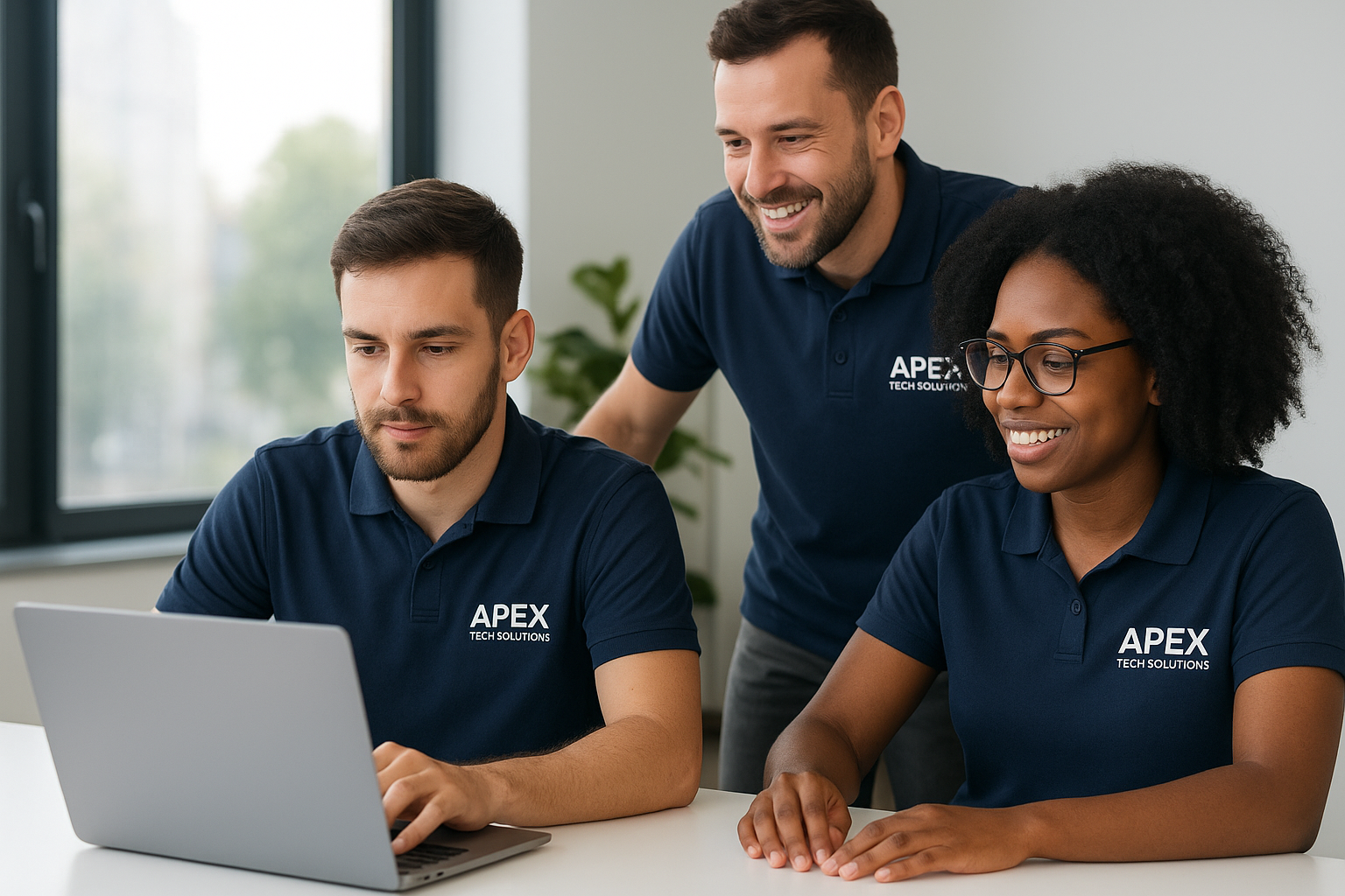 Apex Technical Solutions team in boardroom discussion